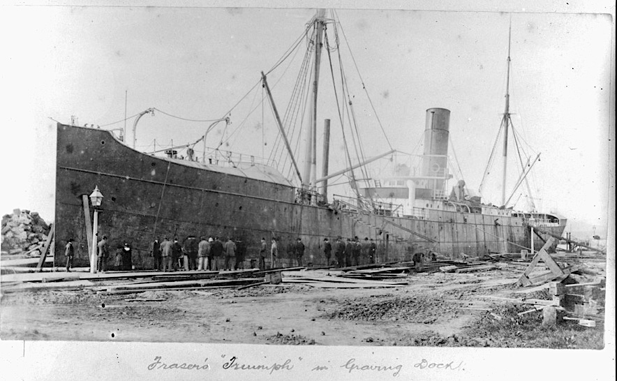 &ldquo;Fraser&rsquo;s &lsquo;Triumph&rsquo; in Graving Dock,&rdquo; Auckland, 1884. Photograph by James D. Richardson, Auckland Libraries Heritage Collections 4-1441 (public domain).