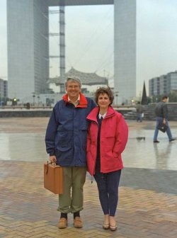 What's with the strange "high water" pants that I'm wearing? And doesn't the weather in Paris look wonderful? Not exactly the Paris ofGigi.