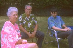 At Shauna's birthday party at the Elks Club, Waikiki. I guess 1964 or 1965. I look delighted with the experience. Baba needs new glasses.