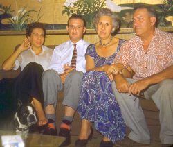 My mother, father, and grandparents Nana and Baba, at 140 Dowsett Avenue. I am guessing that this is circa 1948.