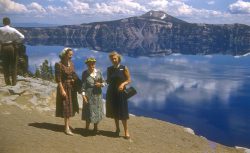 I don't know why I think this is Lake Shasta. I've never been to Lake Shasta. It's Nana on the right, and could be Mum (Baba's mother, Lily Wyser Wilkinson) in the middle. Don't know who it is on the left, or the year.