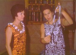 I have no idea who the other lady is, or why mother was showing her a shell necklace. Date unknown -- probably early 1960's.