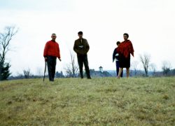 Dinny Walsh, me, Shauna, and our mother Shirley all trying to look comfortable being outside --- in the cold!