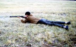 My uncle Dinny had a .22 rifle that he could barely use. When we went for our mandatory outdoor walk on Thansgiving, he brought his rife --- and asked me to have a go. What he didn't know is that I'd had three years of ROTC in high school, and was a reasonably accomplished marksman. I don't think I've handled a rifle since this photograph was taken 42 years ago.