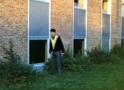 I spent my freshman year in Warren Hall --- quite posh because it had private, ensuite bathrooms. I recall that my room was on the 2nd floor, so I don't know why I look like a peeping Tom in this photograph.