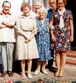 Stanley Charles, Jean Charles, Lilian Feltham Charles, Margaret Heward, and (in the back row) Margaret's parents.