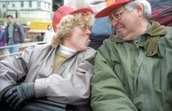 Eileen and Craig in a horse-drawn carriage in Blackpool, sharing their thoughts about each other.